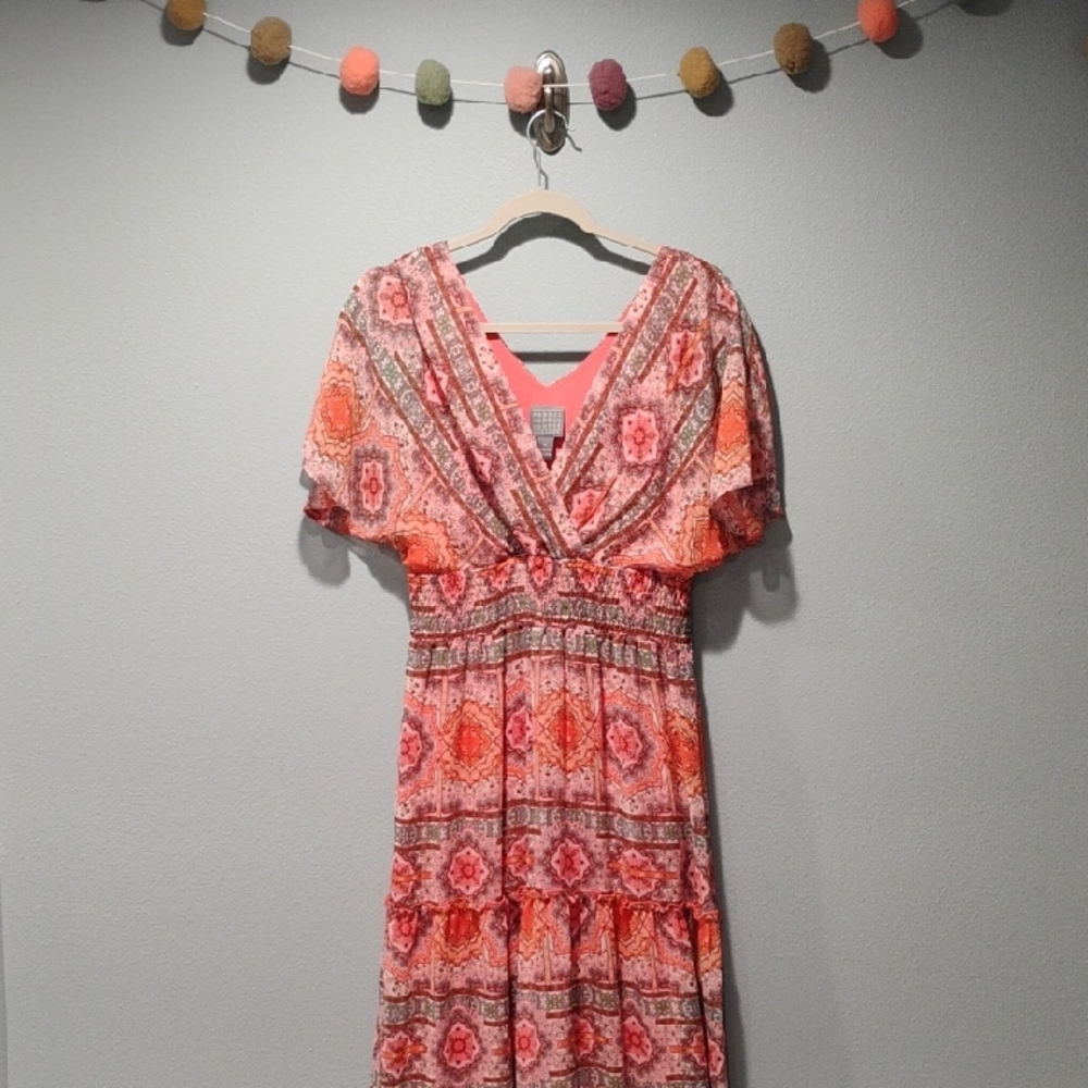 Rabbit Rabbit Rabbit Coral Printed Maxi Dress